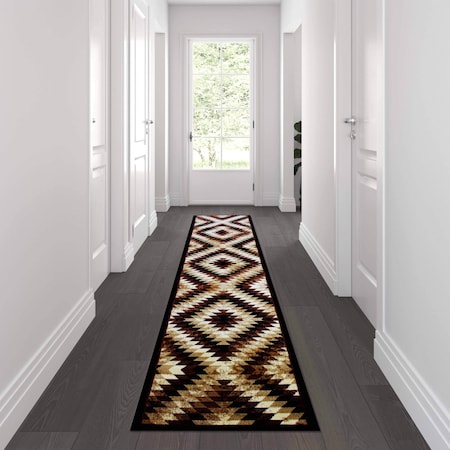 Flash Furniture Brown 2' x 11' Diamond Patterned Area Rug OKR-RG1106-211-BN-GG